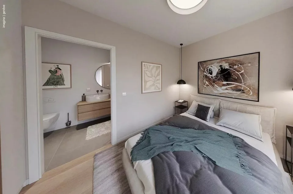 Appartamento contemporaneo con tetto e giardino privato.