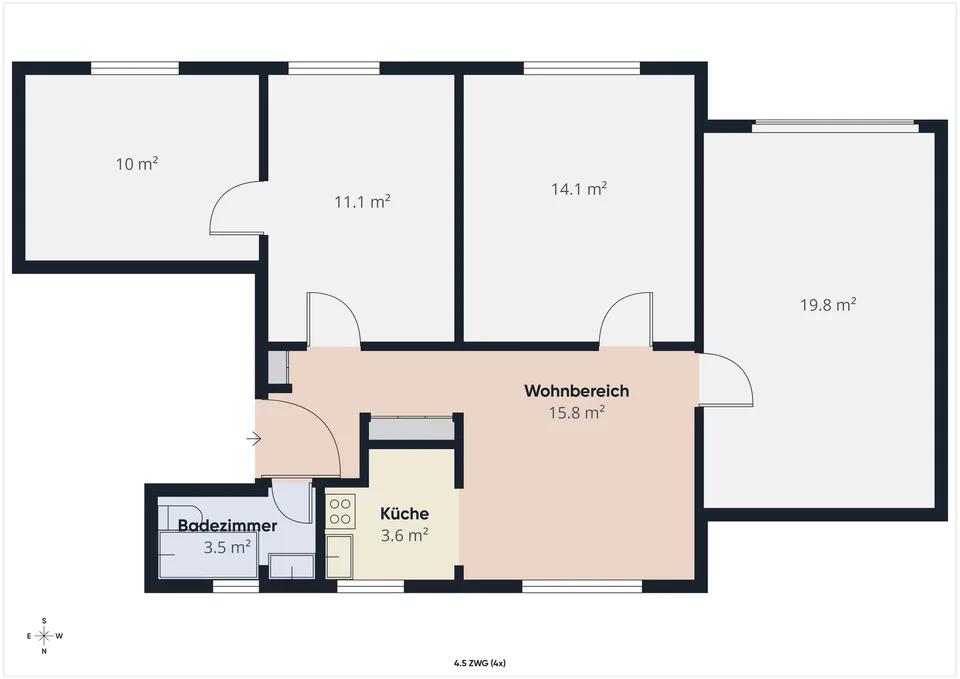 Attraktive 4.5-Zimmer-Wohnung mit Waschturm & Parkplatz