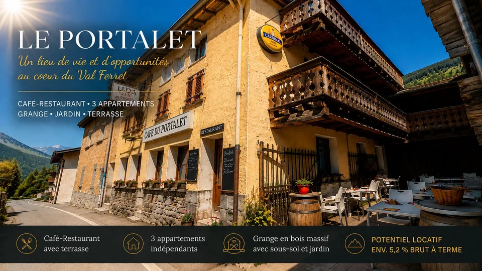 Un Lieu de Vie et d'Opportunités au coeur du Val Ferret : Immeuble mixte, café-restaurant et 3 appartements, grange et jardin
