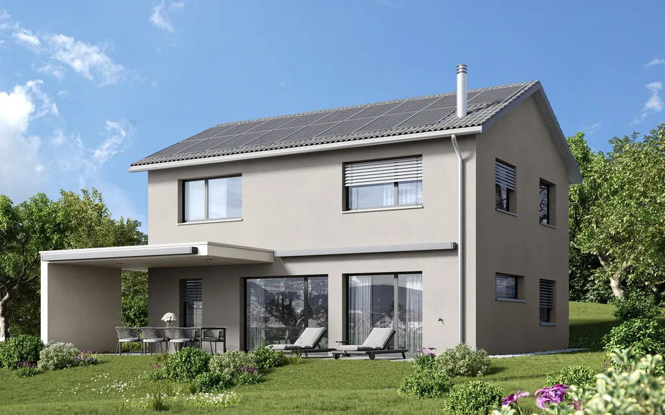 Modernes Einfamilienhaus mit Carport in Hüntwangen – 5.5 Zimmer mit Garten und Solaranlage