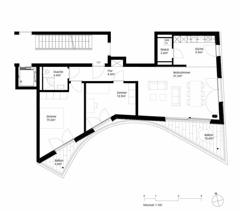 Besondere Architektur, Hochwertiger Wohnkomfort - 3.5-Zimmerwohnung