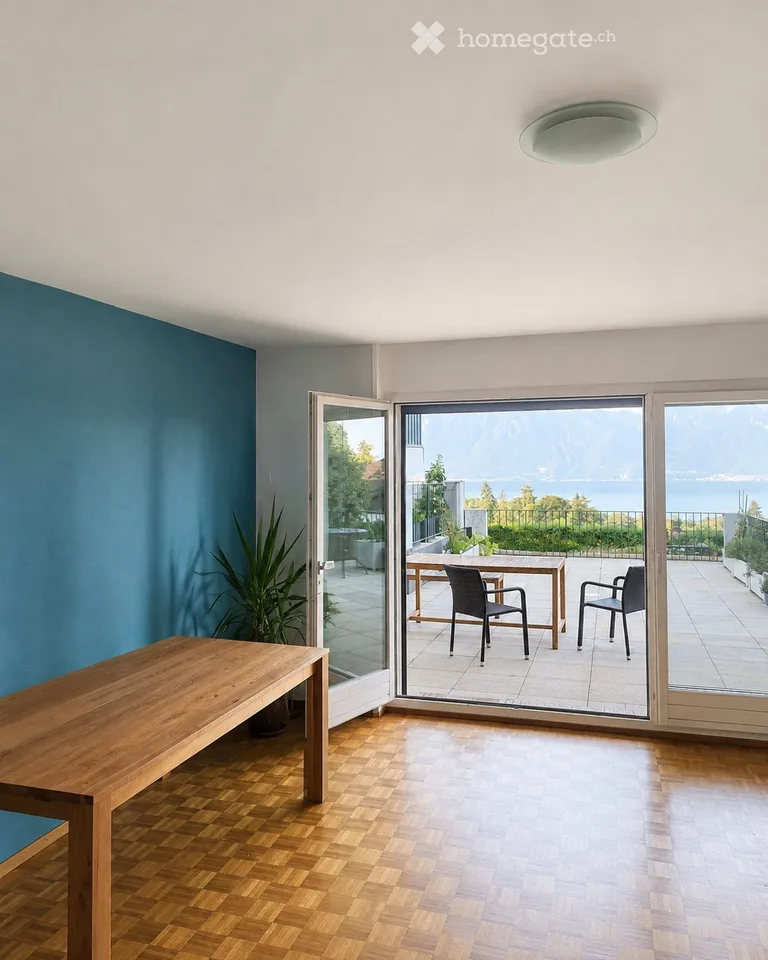 Appartement 2 pièces 76 m² terrasse. Vue sur lac St-Légier