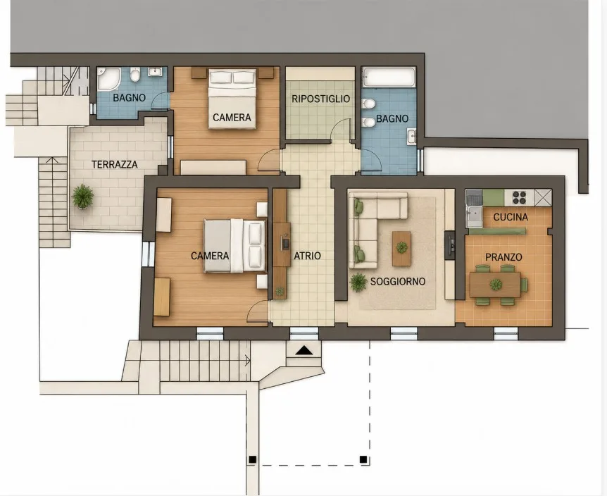 Casa con tre appartamenti immersa nel verde