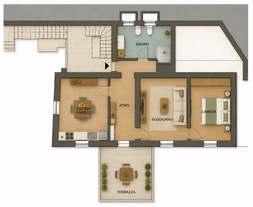 Casa con tre appartamenti immersa nel verde