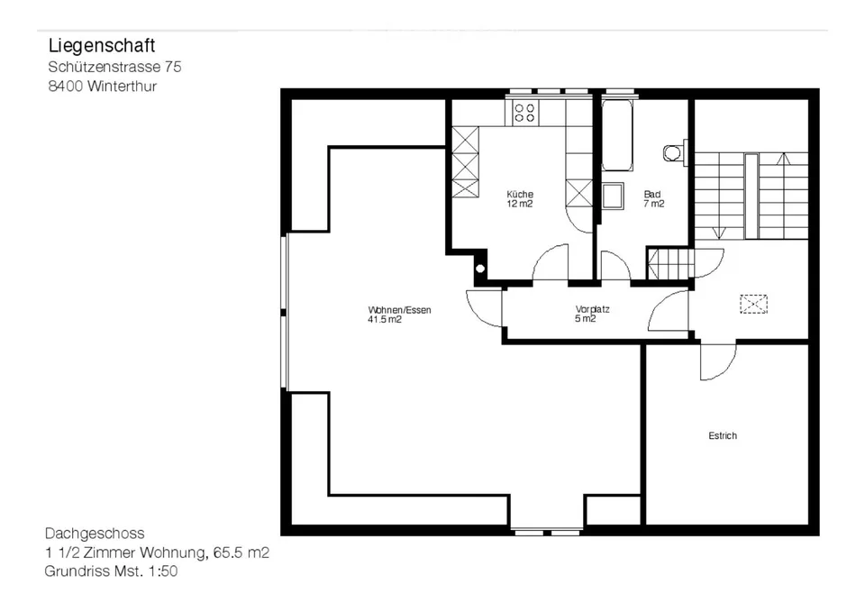 Ruhige und helle 1.5-Zimmer Dachwohnung zu vermieten, unbefristet