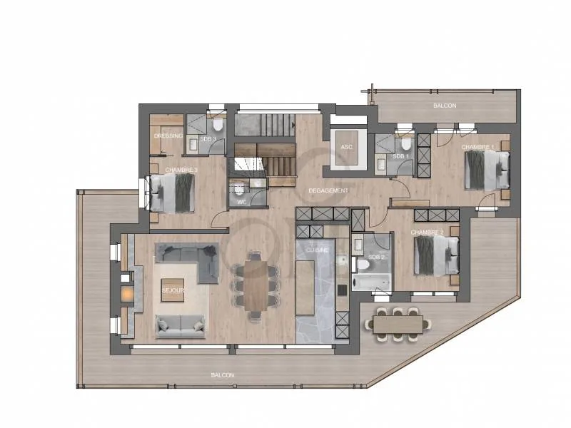 Attic duplex in an exclusive new residence