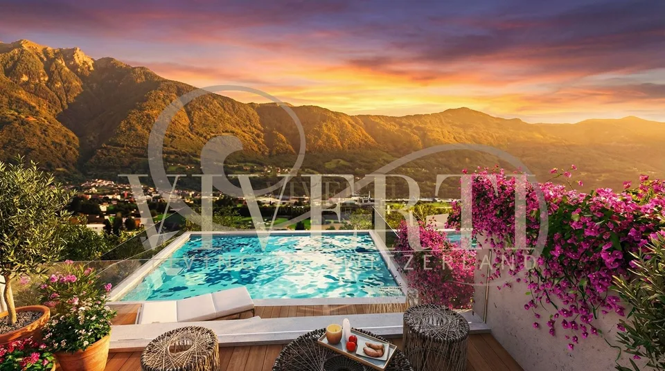 Villa mit Pool und spektakulärer Aussicht in Sementina
