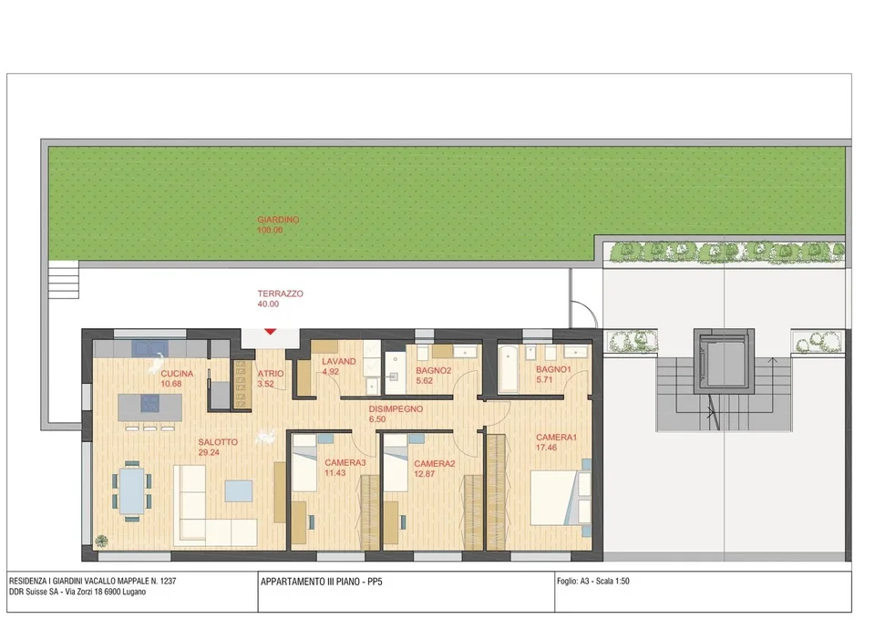 New 4.5-room attic apartment with garden and terrace in Vacallo