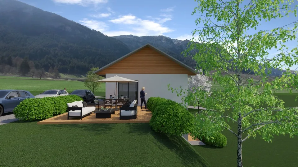 Maison + terrain + garage + parkings, vue Mt Blanc & Jura