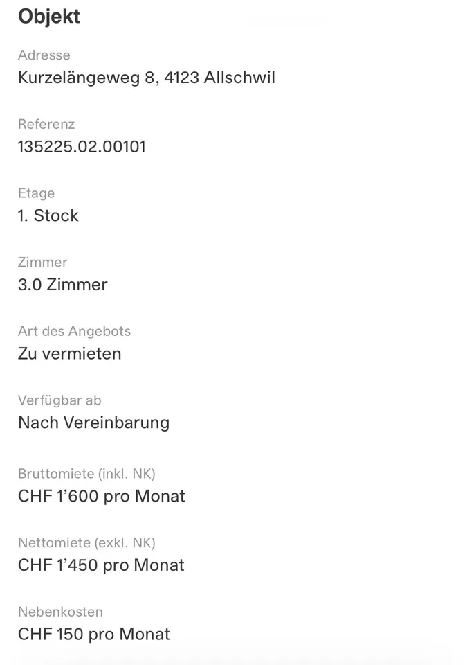 Recherche locataire pour appartement 3 pièces + balcon 4123 Allschwil