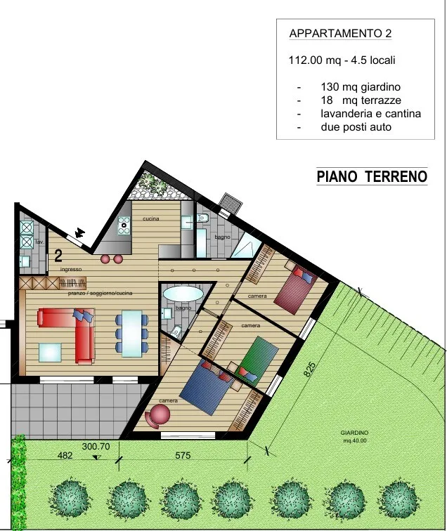 MODERNO 4.5 LOCALI CON AMPIO GIARDINO E TERRAZZA A LUMINO