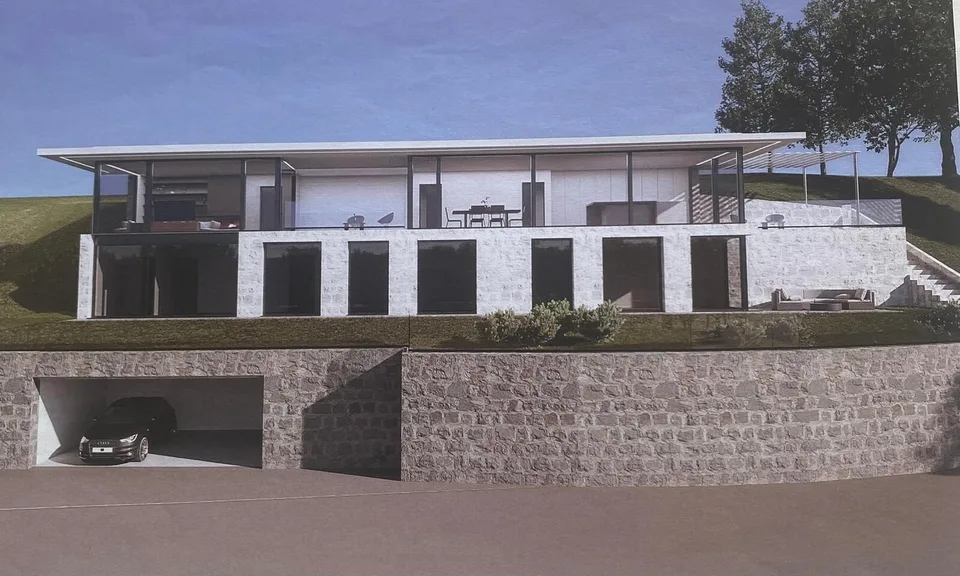 Terrain avec vue sur le lac et projet pour une villa à Neggio