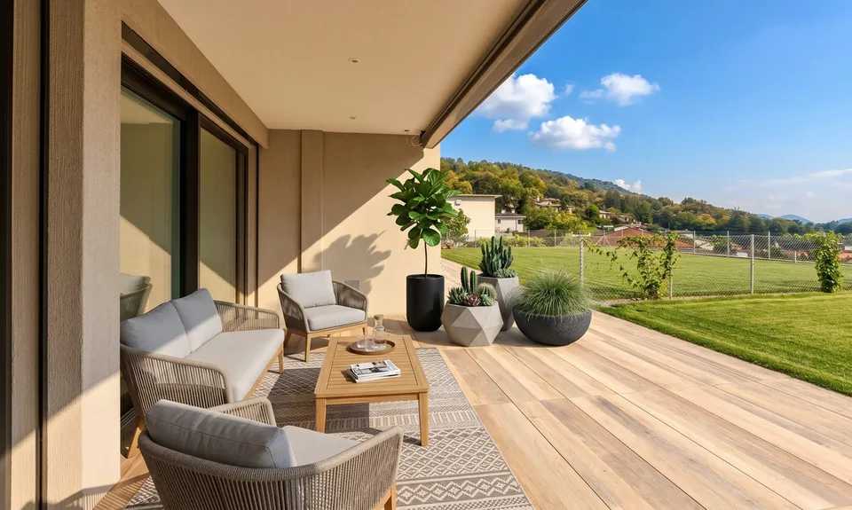 Modern and spacious 2.5-room apartment with private garden in Ponte Capriasca