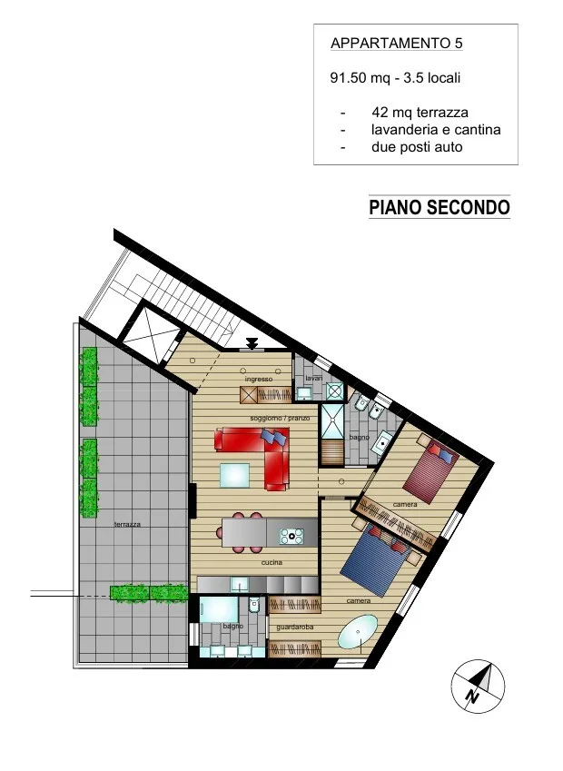 BRIGHT ATTIC APARTMENT 3.5 ROOMS IN A GREEN AREA WITH TERRACE IN LUMINO