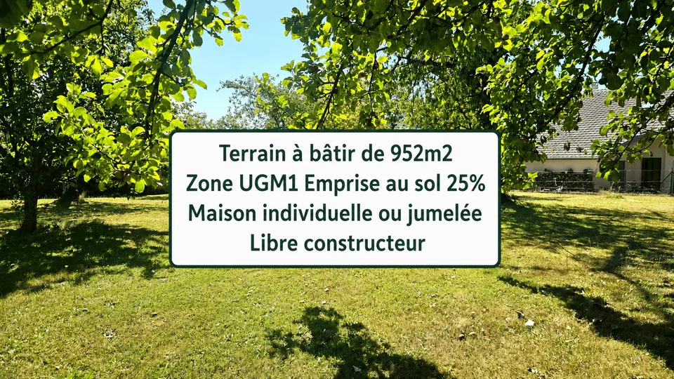 952m2 de terrain à bâtir pour 1 ou 2 maisons