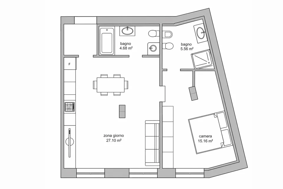 Geräumiges und neues 2.5-Zimmer-Pied-à-terre in Lugano Zentrum