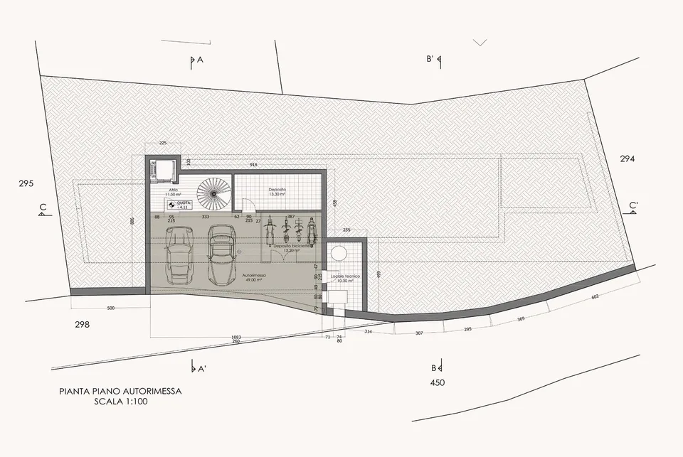 Approved project for a semi-detached house with lake view in Neggio