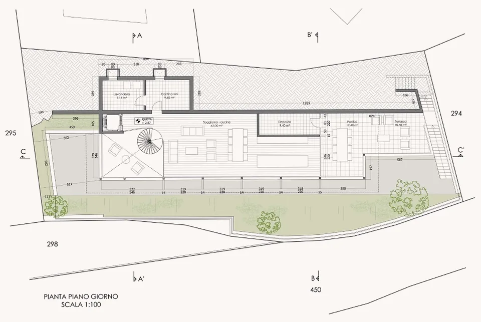 Approved project for a semi-detached house with lake view in Neggio
