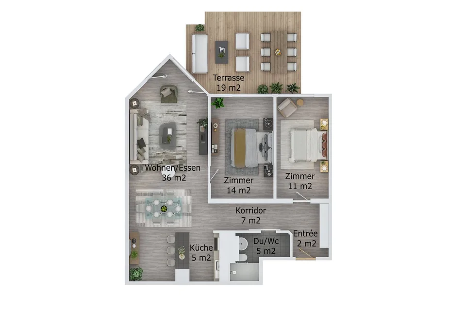 Grosszügige 3.5-Zimmer-Wohnung mit sonnigem Sitzplatz in ruhiger Lage in Zürich-Seebach