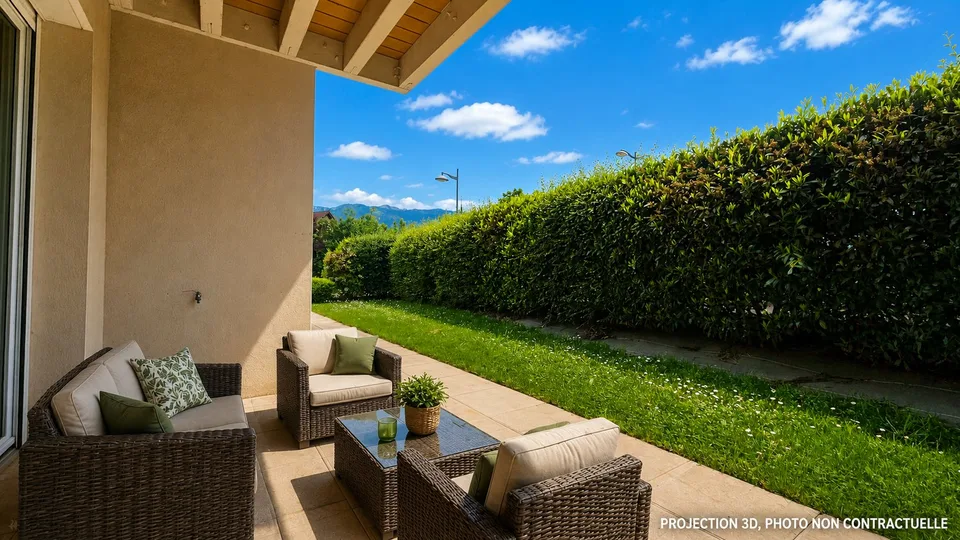 Peron, T3 de 76m2 avec terrasse/jardin 103m2, cave et 2 parkings