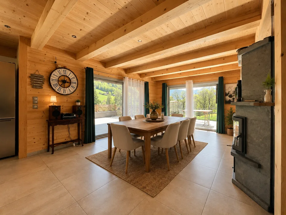 Magnifiziertes Chalet mit 110 m² Garagen und Panoramablick auf die Berge