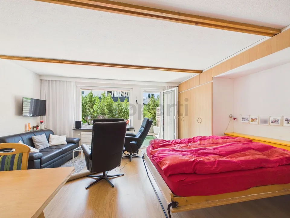 Sunny terrace and exclusive access to pool and sports facilities