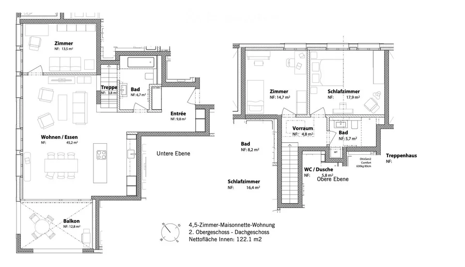 Exklusive 4.5-Zimmer-Maisonette | 122 m² | Loggia | Bergsicht