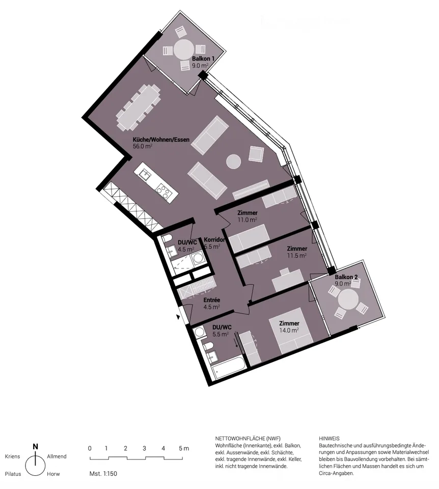 Helle 4.5 Zimmer Neubauwohnung im 18. Stock des PilatusTower mit Weitsicht Richtung Allmend Luzern
