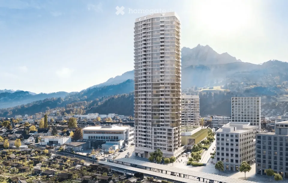 Helle 4.5 Zimmer Neubauwohnung im 18. Stock des PilatusTower mit Weitsicht Richtung Allmend Luzern