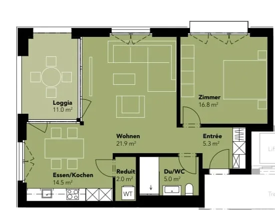 2,5 Zimmerwohnung mit Freecooling