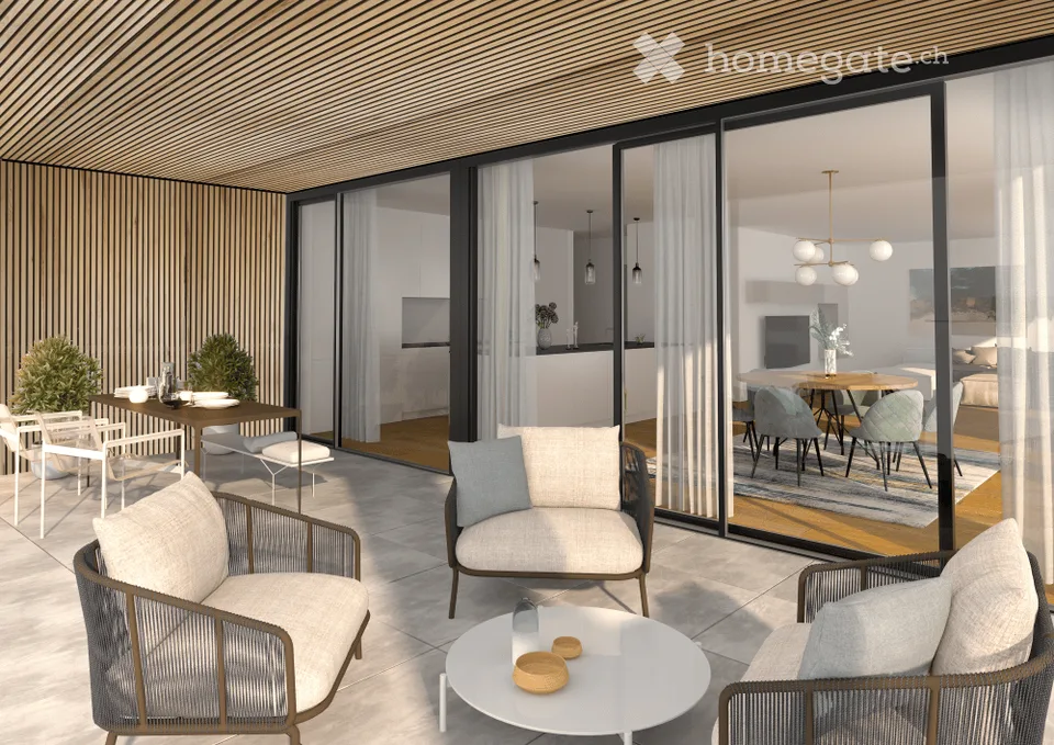 New building first occupancy in Rafz – 3.5 rooms, 101 m² and large covered terrace