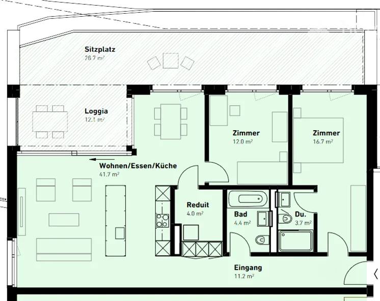 Grosszügige 3.5-Zimmerwohnung mit Sitzplatz