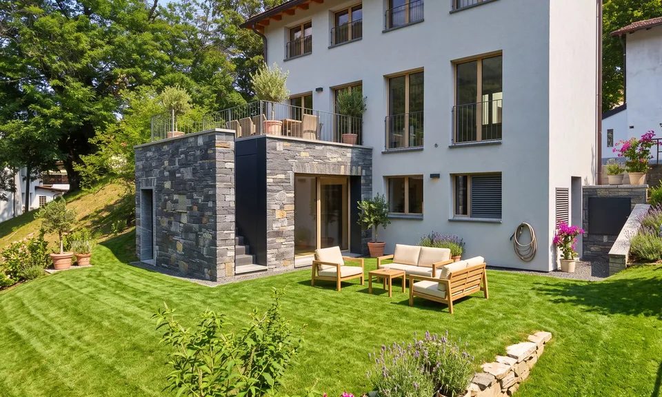 New 3.5-room house with garden and outbuilding in Breno