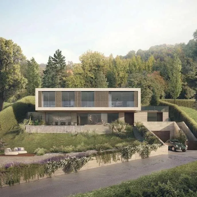 Résidence de luxe exclusive avec vue sur le lac et jardin