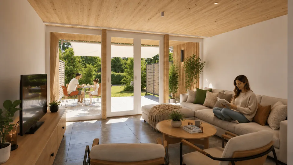 Construction neuve avec beaucoup de confort de vie - maisons de rang moderne de 5,5 pièces