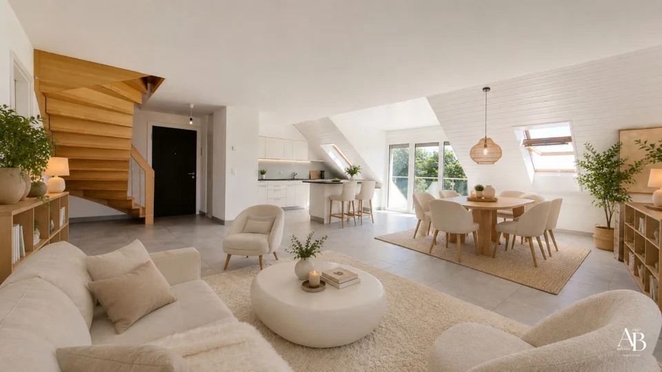En exclusivité, Duplex vue lac et Mont-Blanc, centre Village à Arzier
