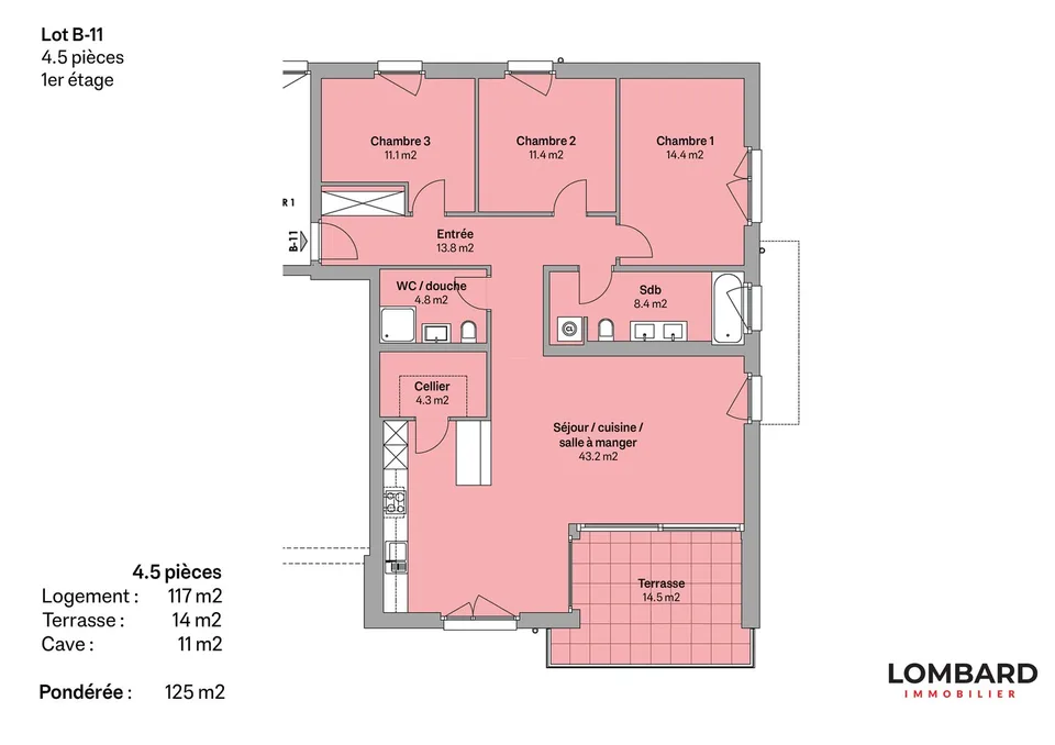 Appartement neuf de 4.5 pièces au 1er étage