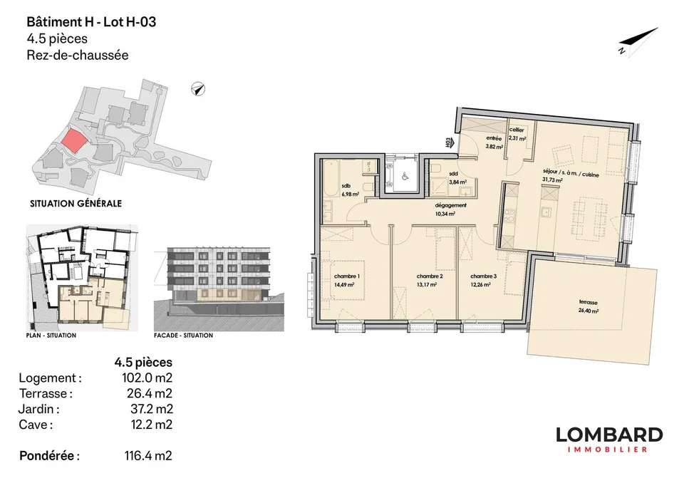 4.5-room apartment on the ground floor