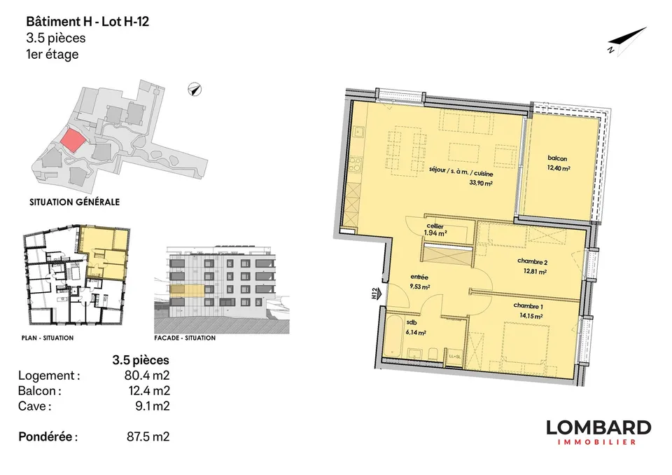 Appartement de 3.5 pièces au 1er étage