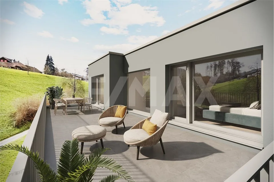 High-quality single-family homes: with a view of the green, terrace, and sustainable construction (House 8b)
