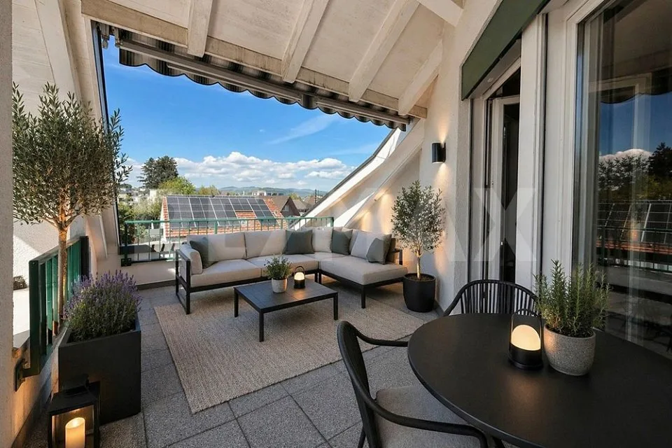 Charmante Dachwohnung mit Cheminée und Terrasse in ruhigem Quartier