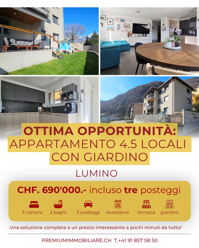 OTTIMA OPPORTUNITÀ: 4.5 LOCALI CON GIARDINO PRIVATO