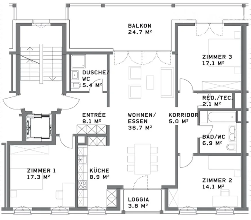 Moderne 4.5-Zimmer-Wohnung mit Balkon in Wallisellen