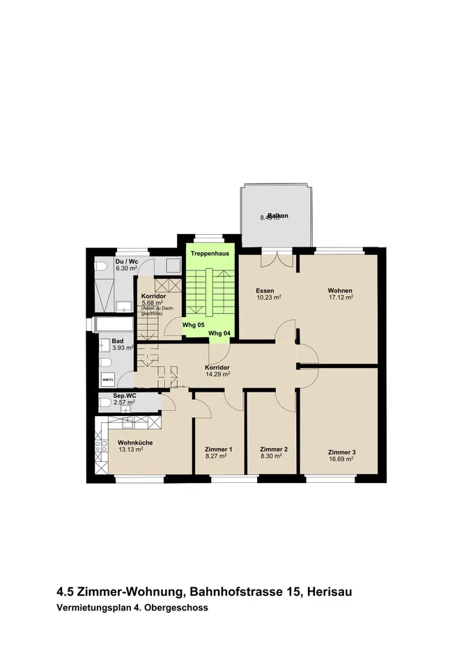 Luxeriöse sanierte 4,5 Zimmer Altbau Wohnung mit Balkon im Zentrum von Herisau