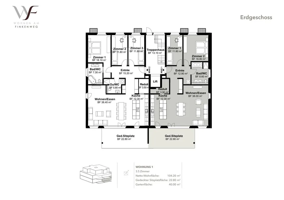 Bell'appartamento giardino 3.5 locali a Schönbühl