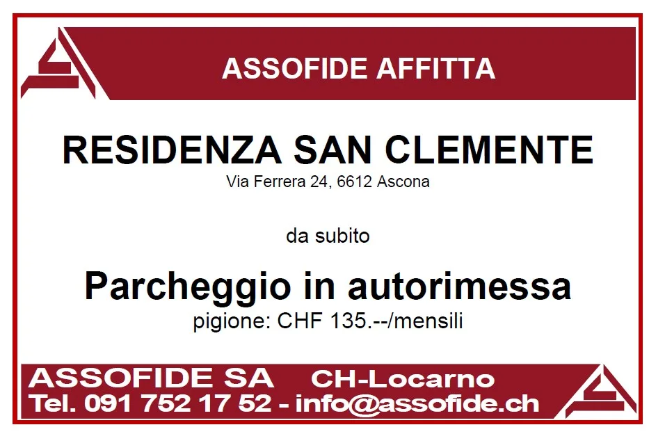 Ascona - posteggio in autorimessa (ref. 004-136)