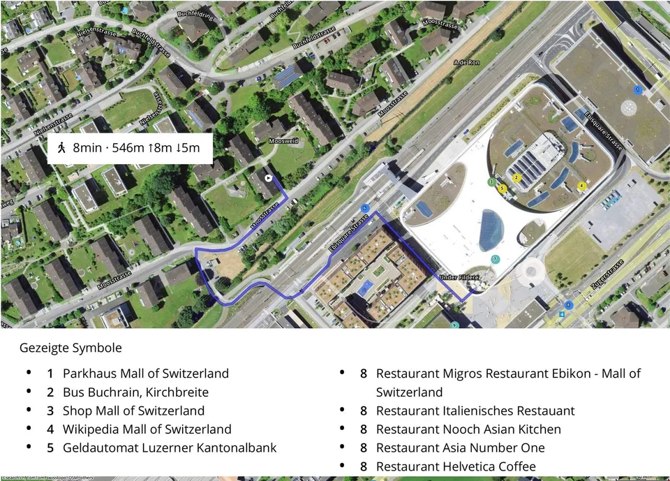 Parcheggio vicino al Mall of Switzerland in affitto