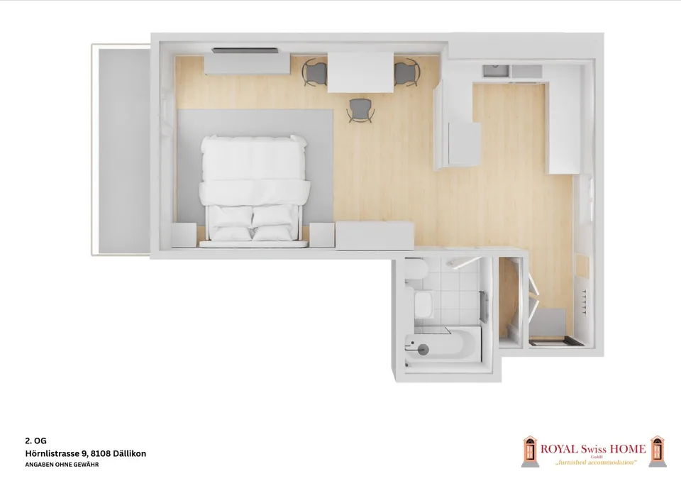 Furnished 1.5-room apartment with balcony in Dällikon Zurich