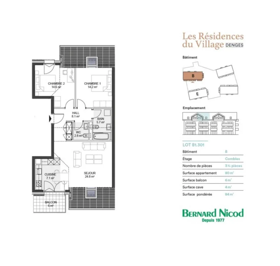 Mansarda di 3,5 locali con balcone