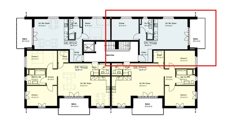 Appartement de 2,5 pièces idéalement situé au 1er étage avec balcon